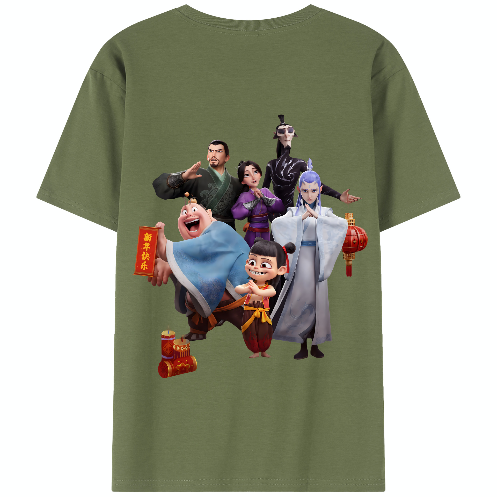 （画像用） Ne Zha 2 ナタ 魔童の大暴れ 綿100％半袖Tシャツ（背面プリント）